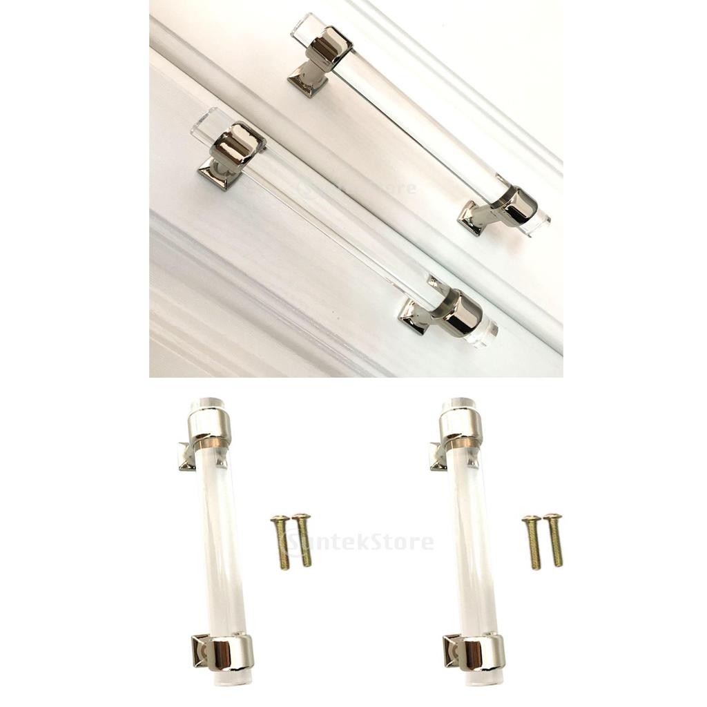 2Pcs 120mm Acrylic Cabinet Drawer Door Pull Handle Waredrobe Bin Knob Decor
