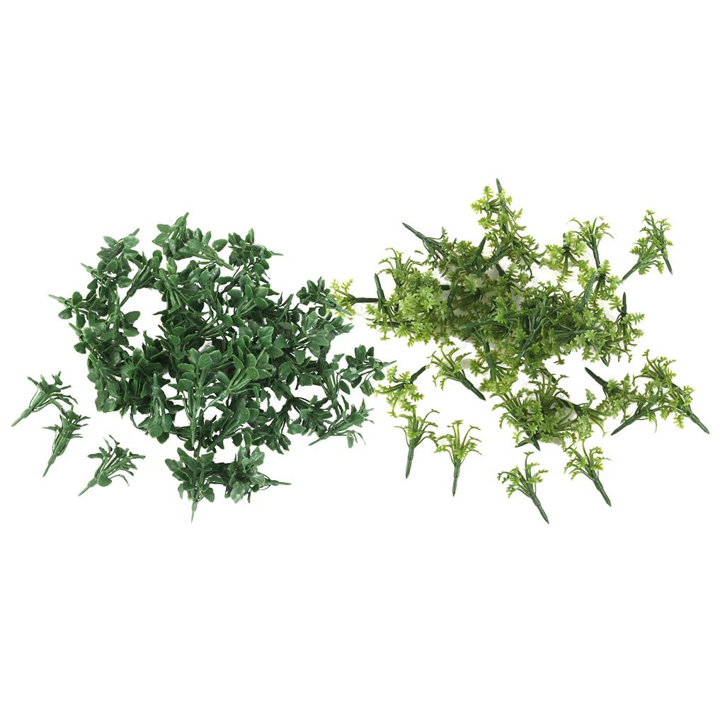 100 Pieces Green Scenery Landscape Model Grass with Leaves Home Decoration