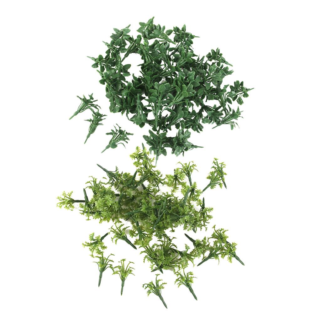 100 Pieces Green Scenery Landscape Model Grass with Leaves Home Decoration