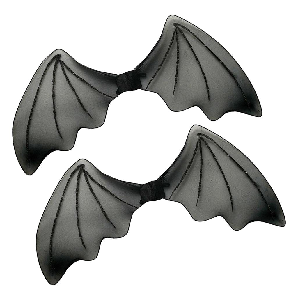 2 Pieces Kids Glitter Black Bat Wings Halloween Angel Fancy Dress Accessory