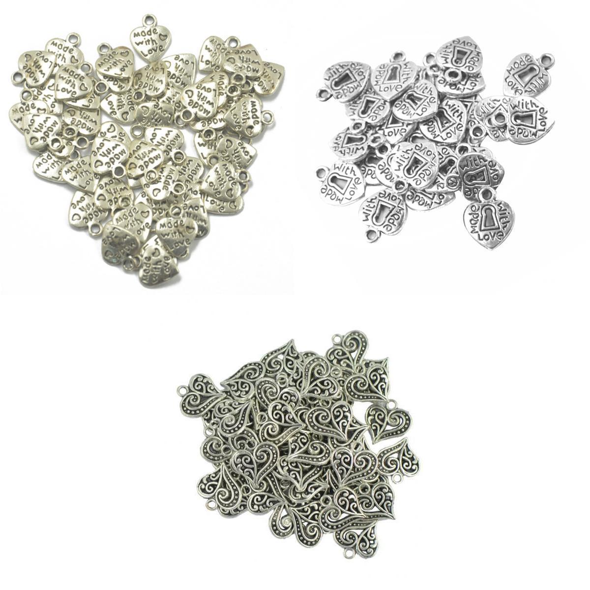 150 Pieces Love Heart Charms Pendants for DIY Jewelry Making Findings