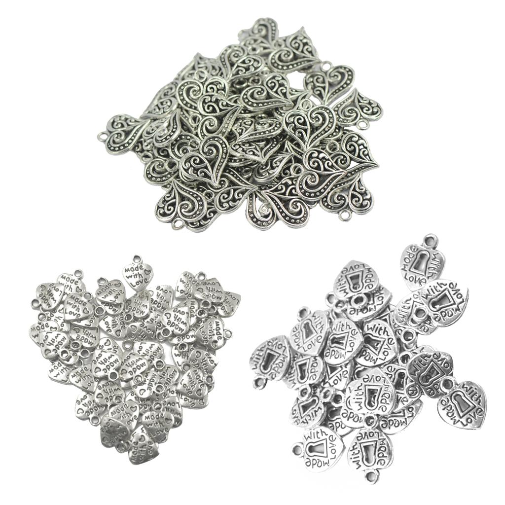 150 Pieces Love Heart Charms Pendants for DIY Jewelry Making Findings