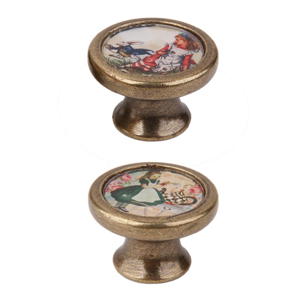 2 Pieces Retro Metal Cabinet Door Cupboard Drawer Dresser Pull Handle Knobs