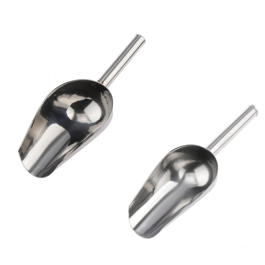 2 x Stainless Steel Ice Shovels Sweets Buffet Flour Tools 8'' 10 "