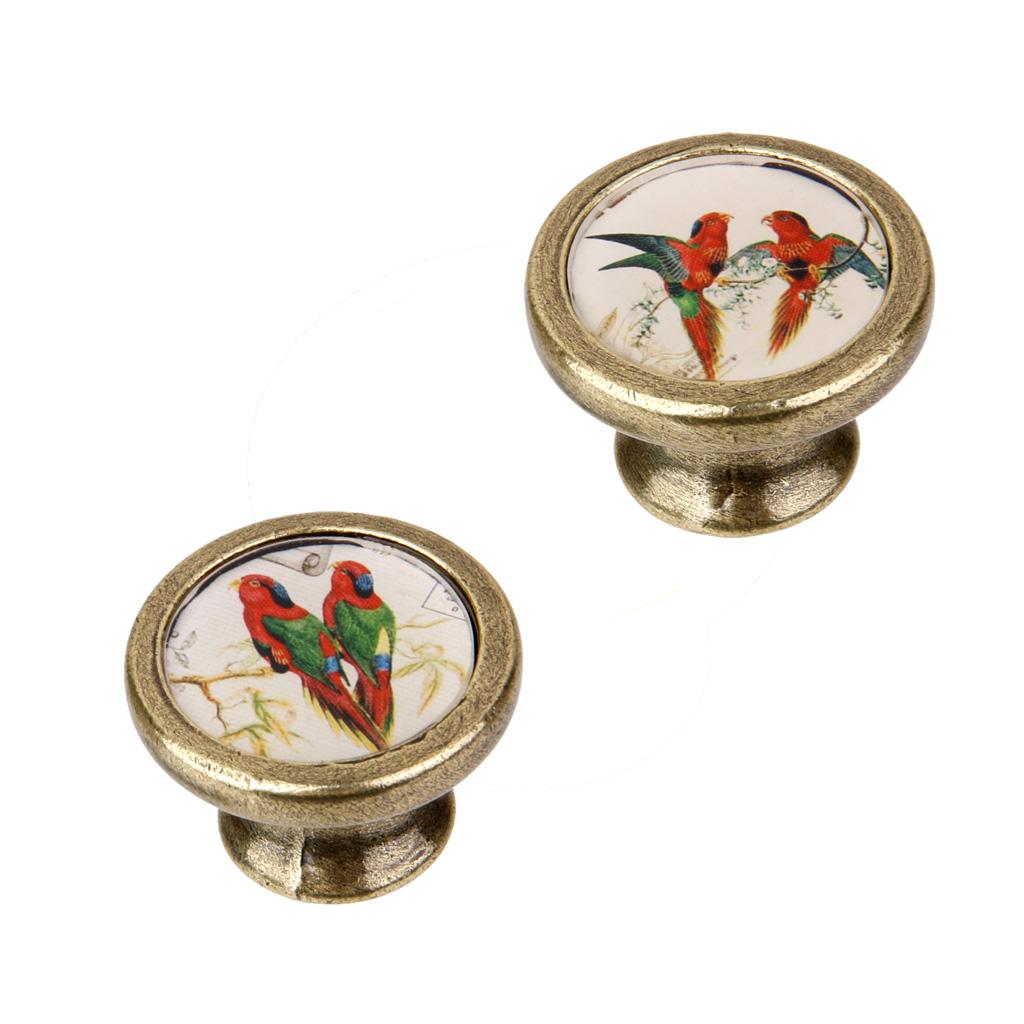 2x Vintage Round Cabinet Door Cupboard Drawer Dresser Pulls Handle Knobs