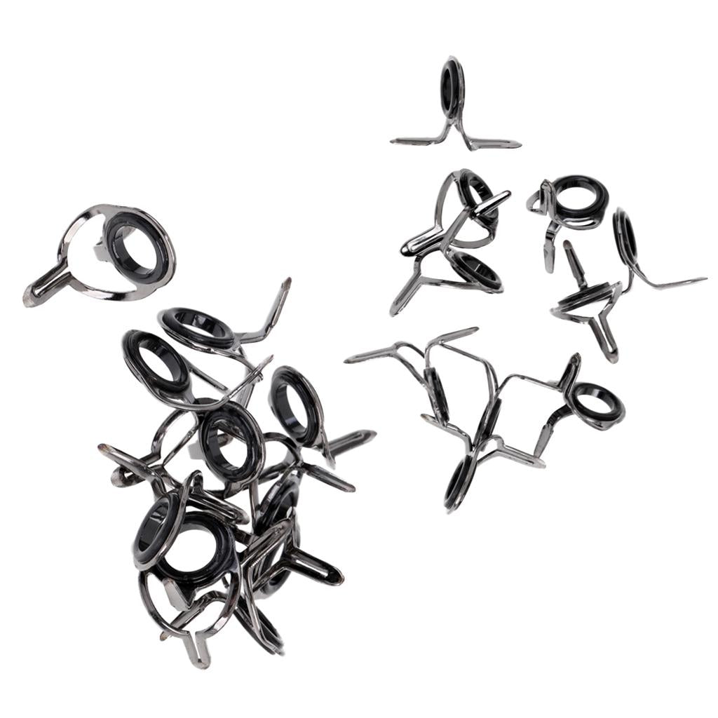20Pcs Ceramic Eye Rings Fishing Rod Guides Tips Stainless Steel Frame 6# 8#