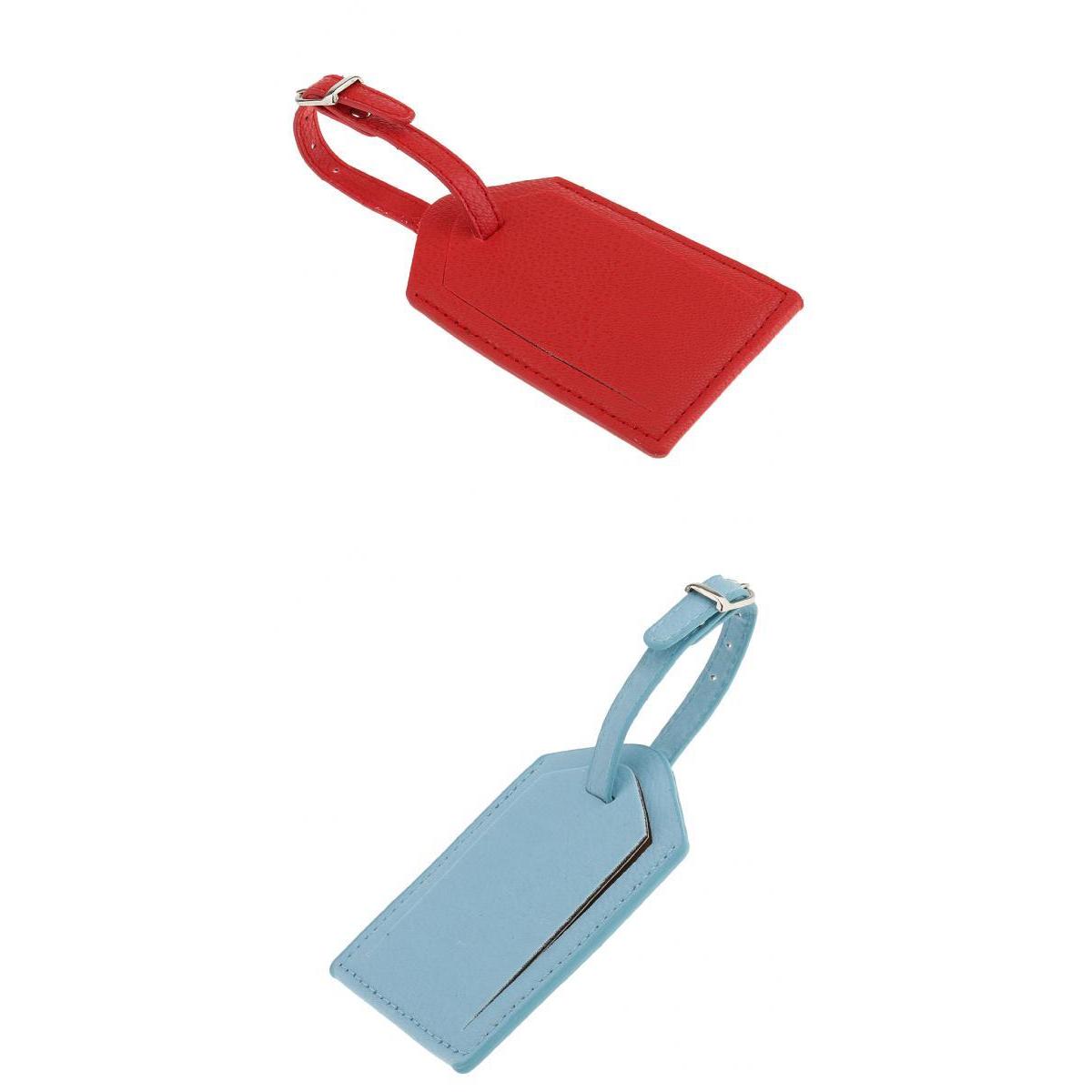 2Pieces PU Leather Luggage Tag Travel Suitcase ID Label Security Tag
