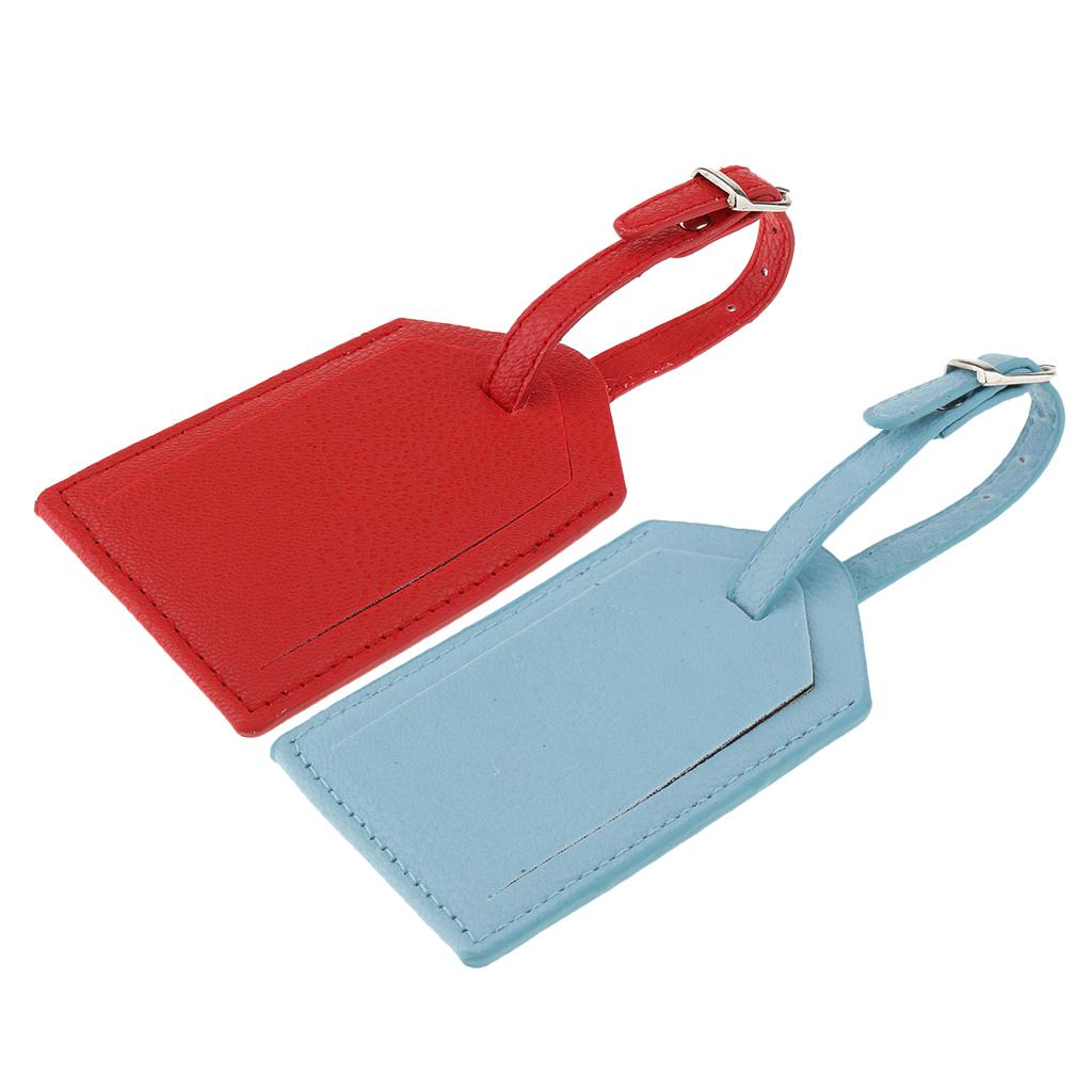 2Pieces PU Leather Luggage Tag Travel Suitcase ID Label Security Tag