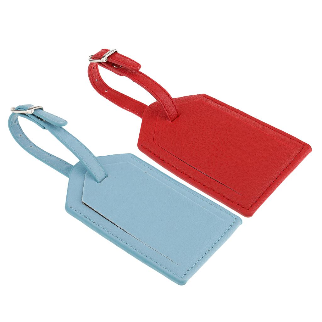 2Pieces PU Leather Luggage Tag Travel Suitcase ID Label Security Tag
