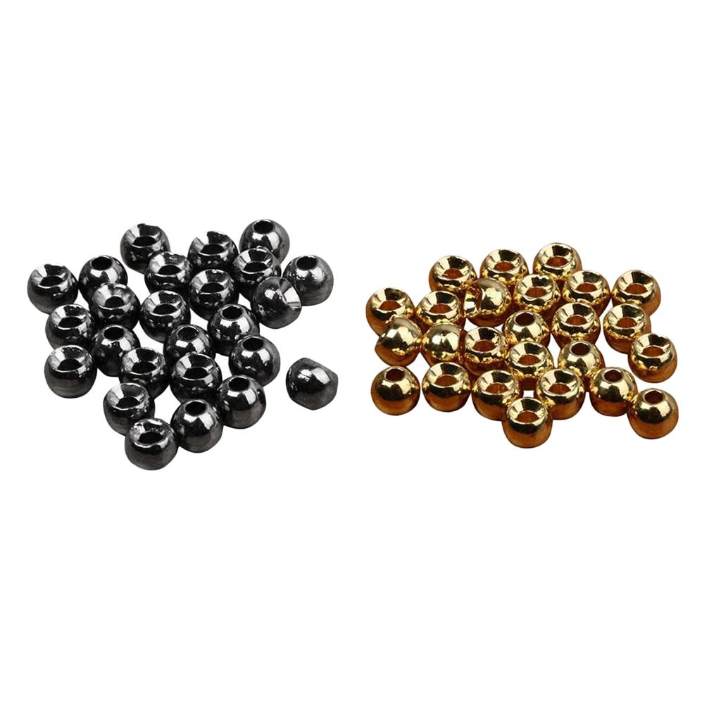 50pcs Tungsten Slotted Fly Tying Beads Nymph Head Ball Beads 4mm