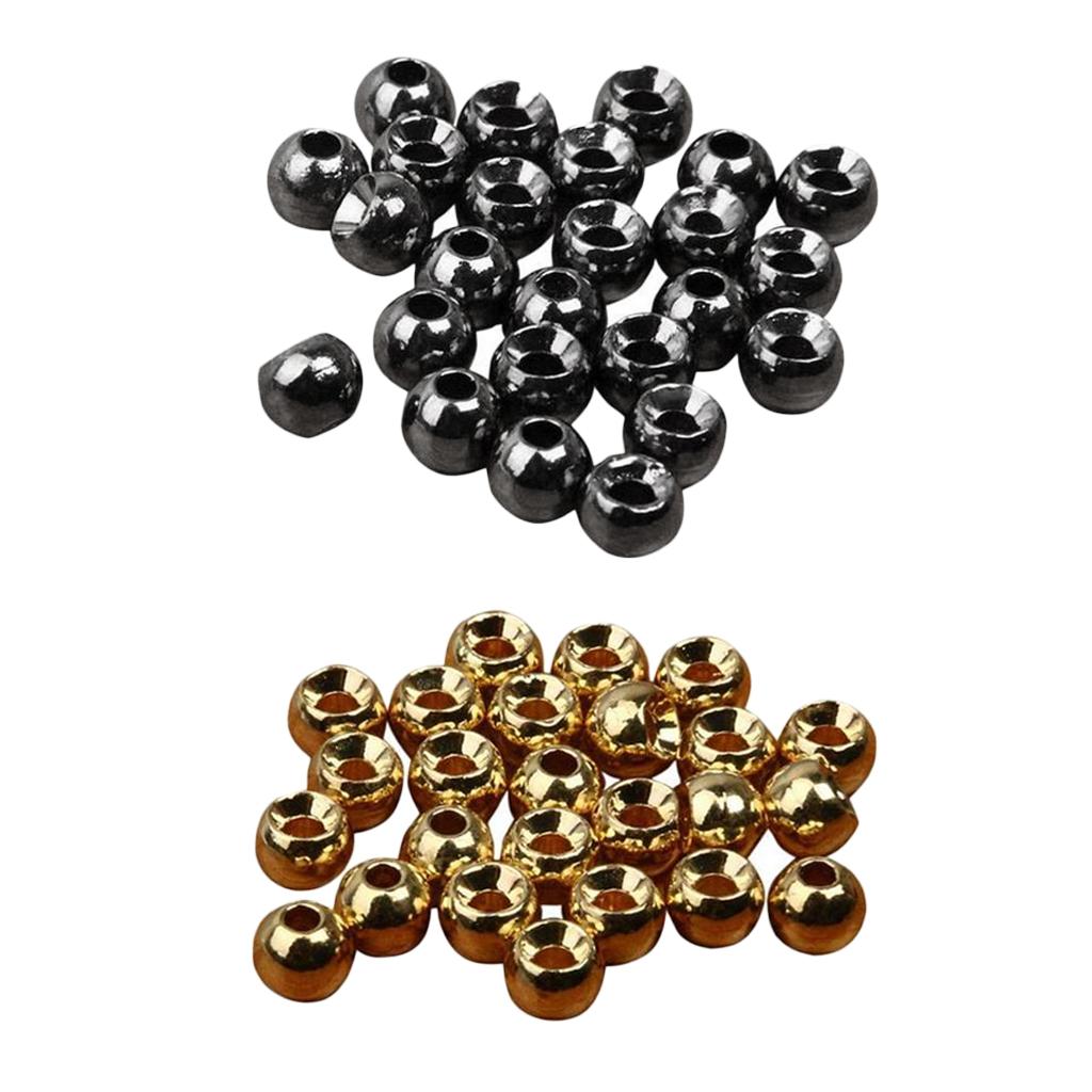 50pcs Tungsten Slotted Fly Tying Beads Nymph Head Ball Beads 4mm
