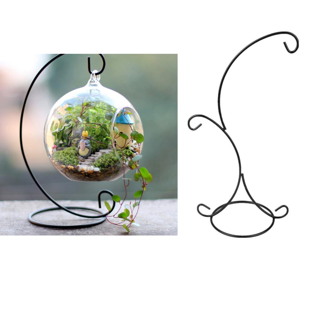 2Pieces Black Iron Hanging Plant Stand Holder for Landscaping Garden Decor
