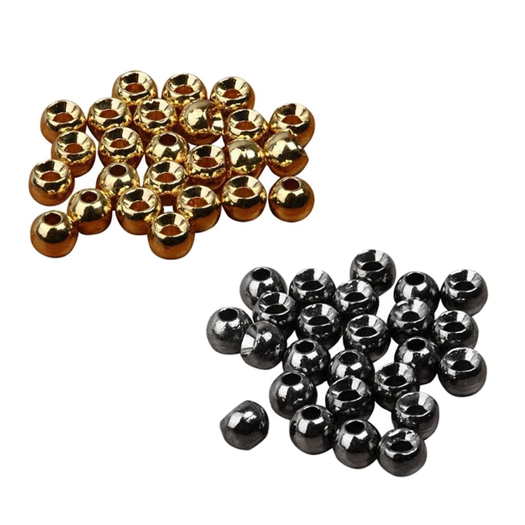 50Pcs Tungsten Slotted Fly Tying Beads Nymph Head Ball Beads Lures DIY 3.3mm
