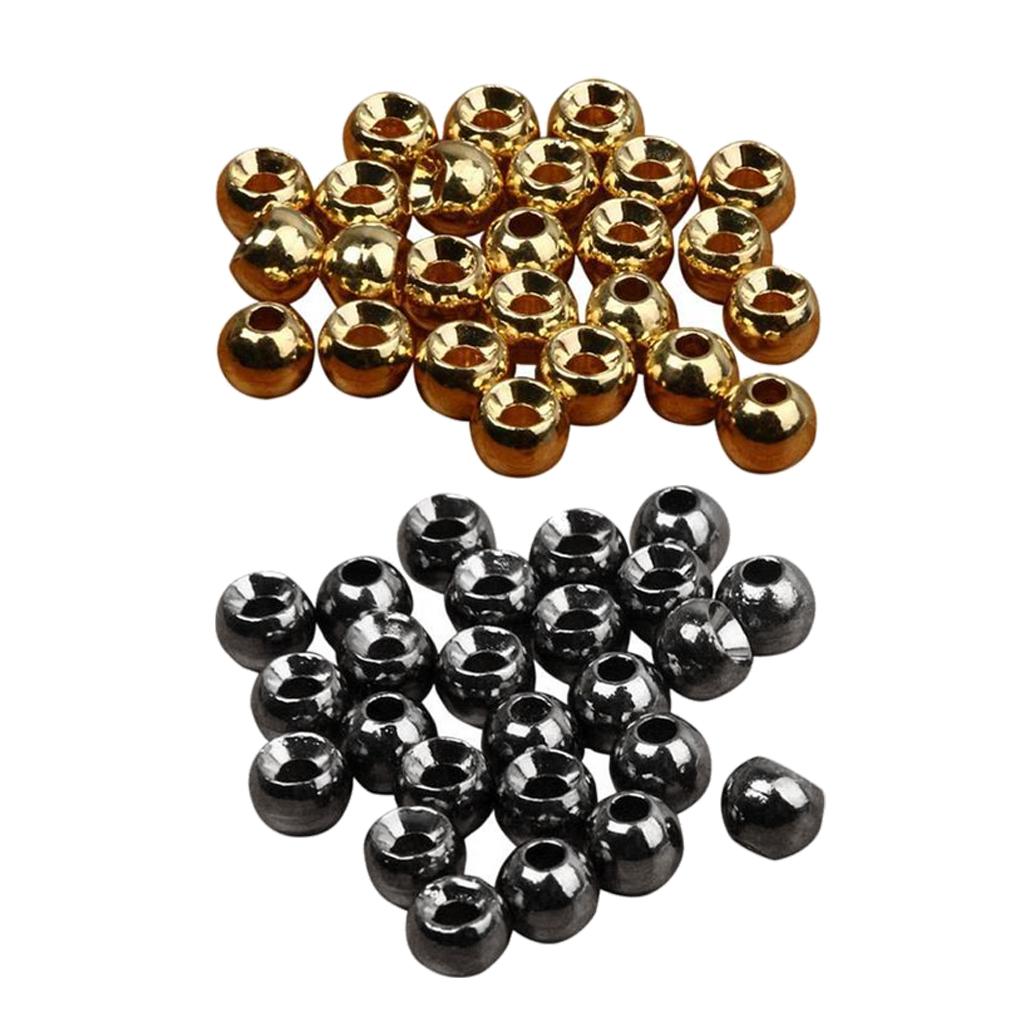 50Pcs Tungsten Slotted Fly Tying Beads Nymph Head Ball Beads Lures DIY 3.3mm