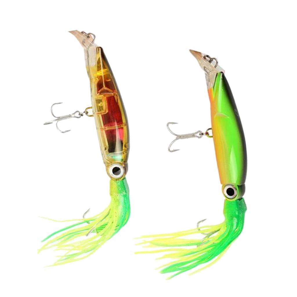 2Pcs Squid Jig Fishing Tackle Baits Hook Tuna Marlin Trolling Skirt Lures