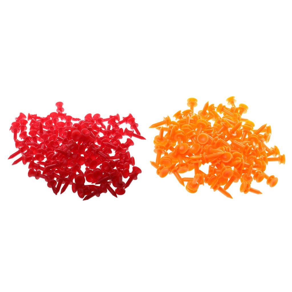 200 Pcs/Pack Professional 32mm/25mm Plastic Castle Golf Tees Red Orange