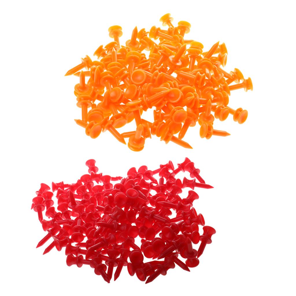 200 Pcs/Pack Professional 32mm/25mm Plastic Castle Golf Tees Red Orange