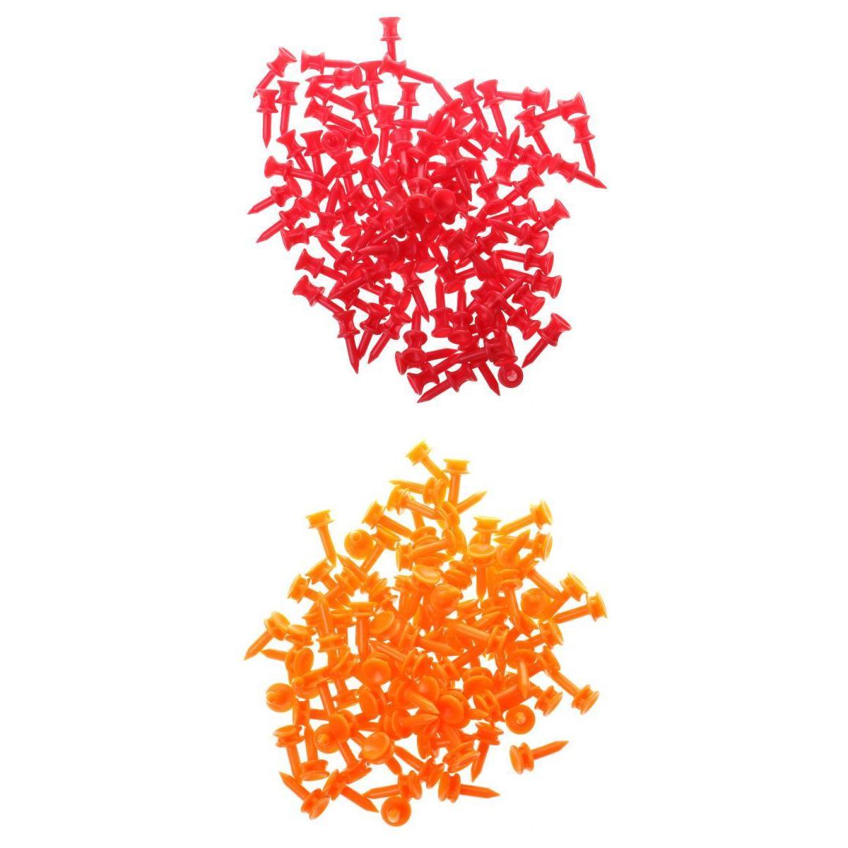 200 Pcs/Pack Professional 32mm/25mm Plastic Castle Golf Tees Red Orange