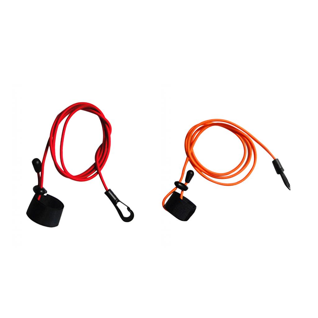 2Pcs Durable Bungee Cord Fishing Rod/ Kayak Paddle Leash with Snap Hook
