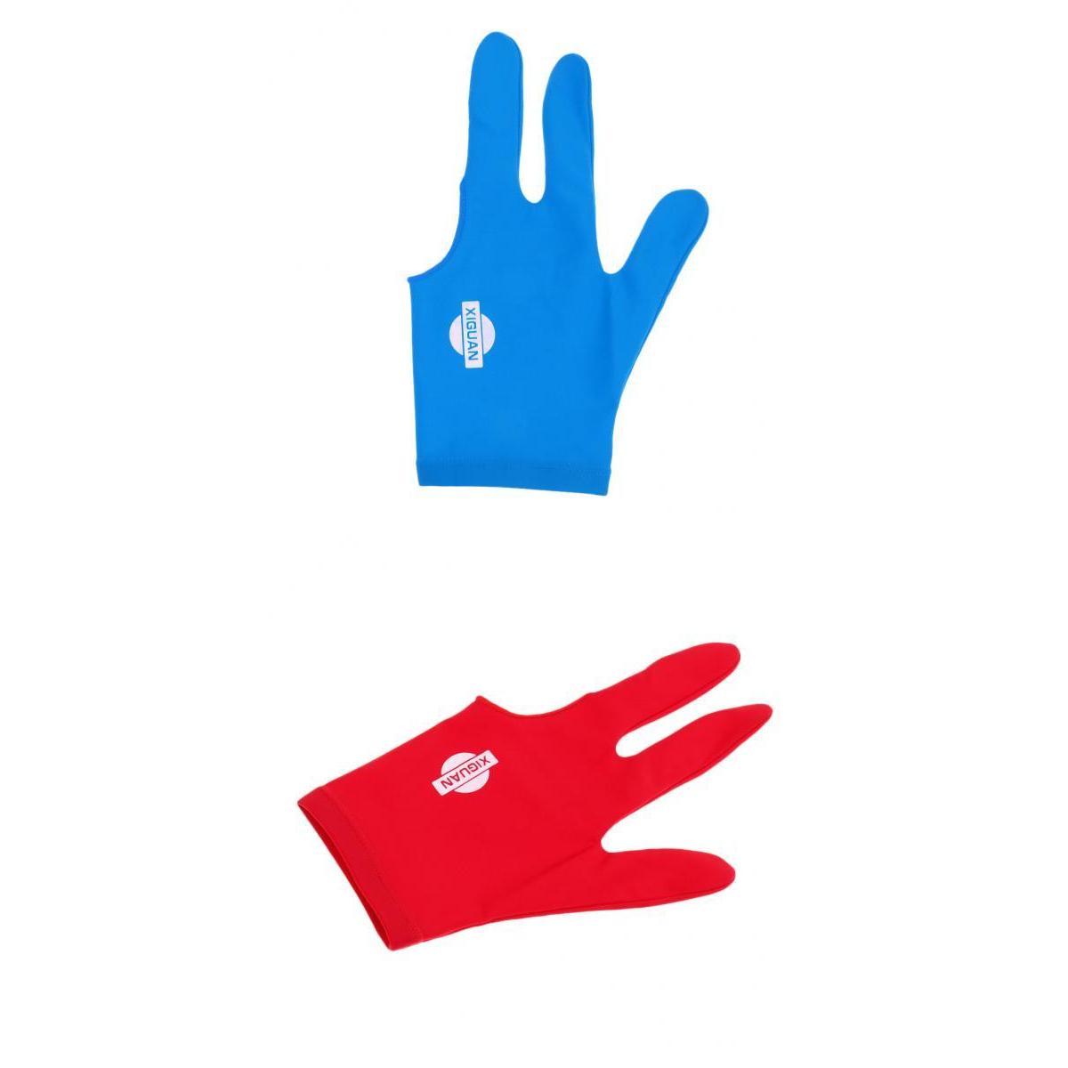 2x Snooker Billiard Pool Cue Glove Left Hand 3 Finger Accessory Blue & Red