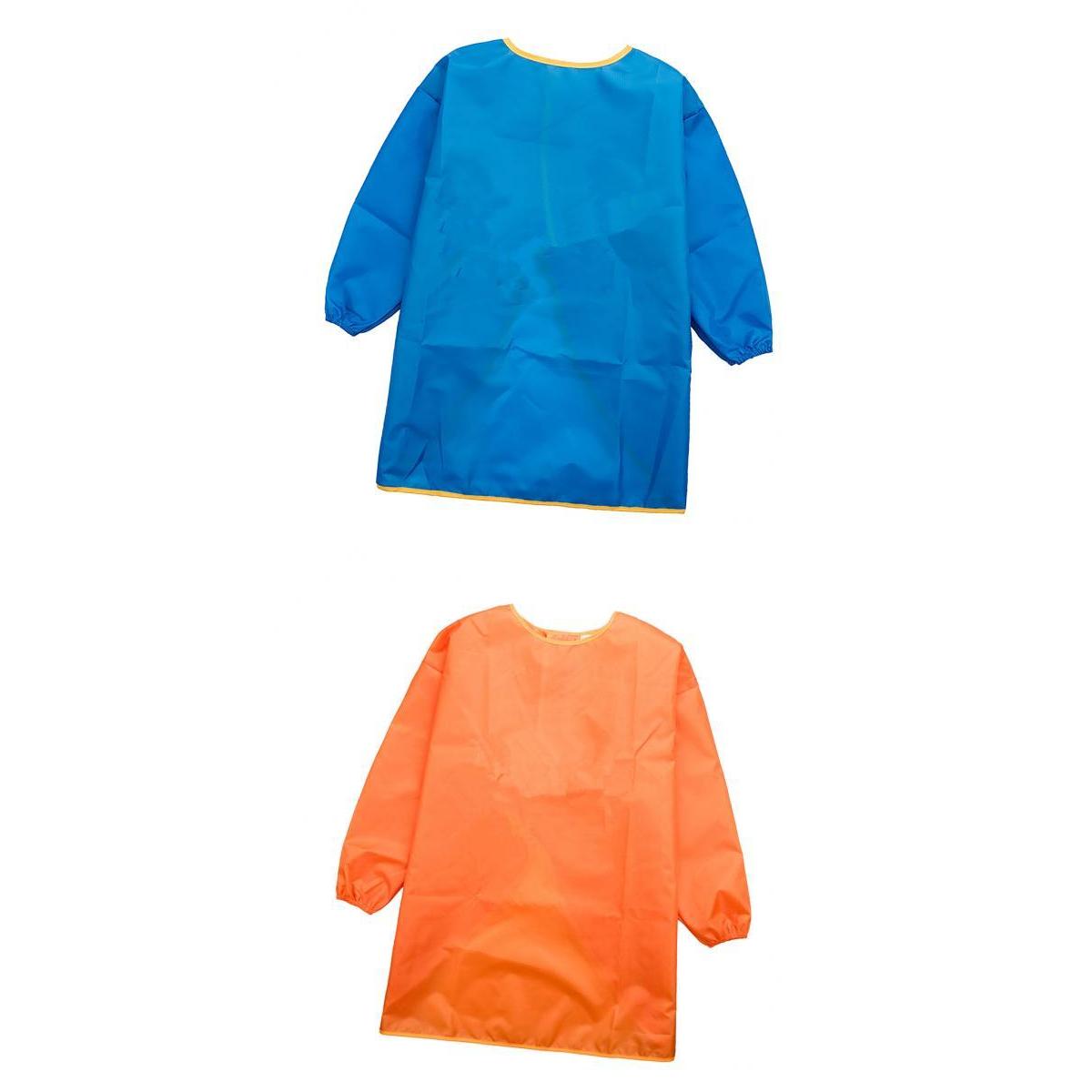 Children Kids Long Sleeve Apron Painting Waterproof Smock Blue M + Orange L