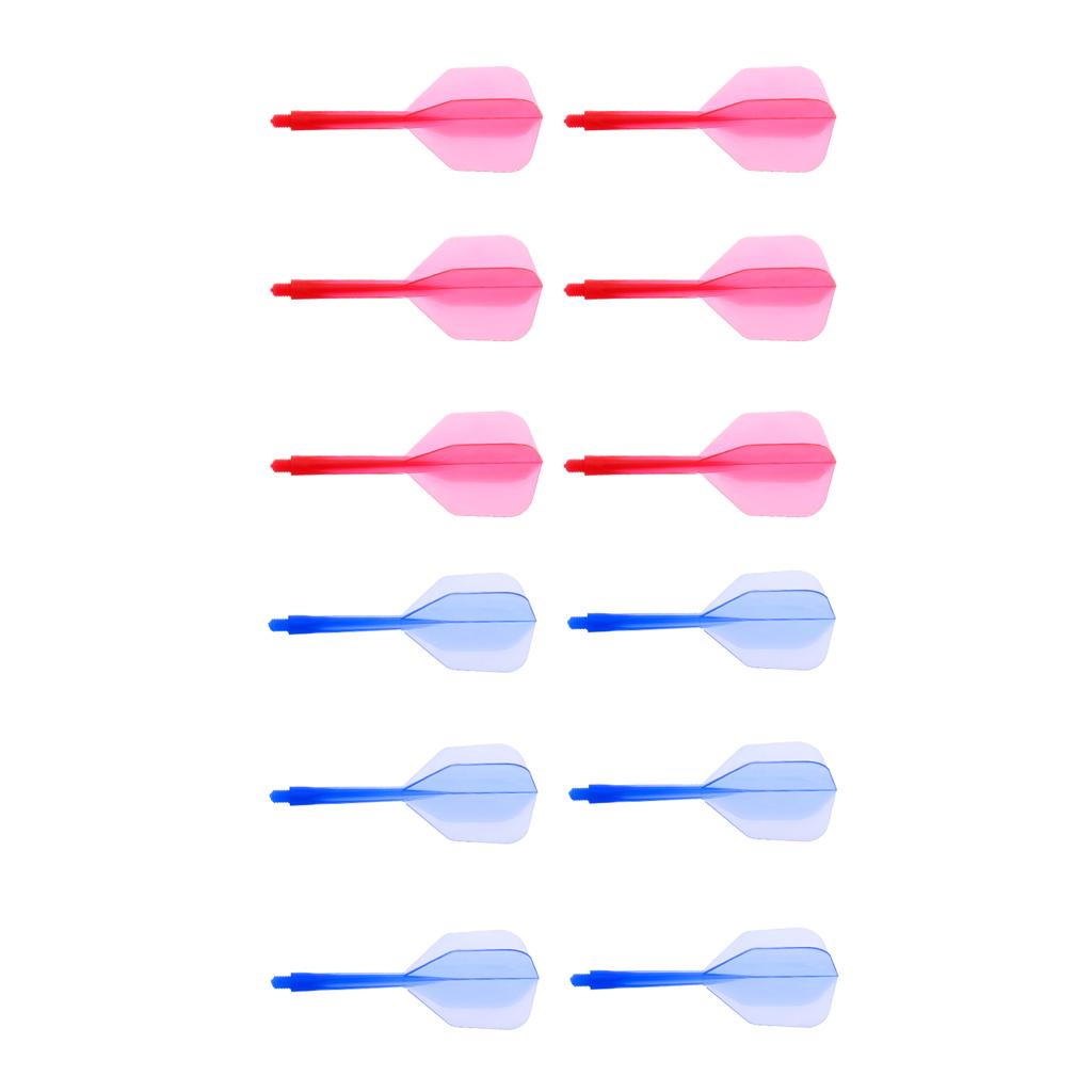 12x Transparent 2BA Thread Dart Shafts & Dart Flights Connection, Red & Blue