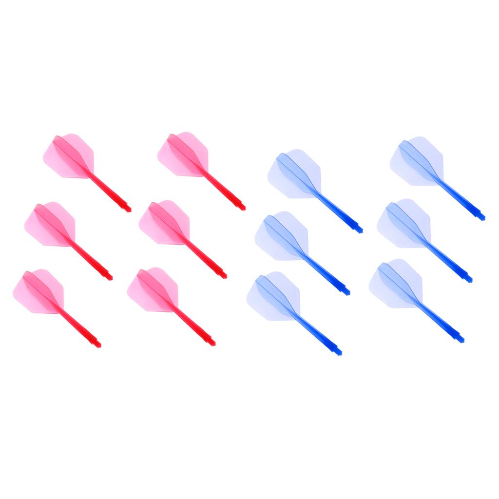12x Transparent 2BA Thread Dart Shafts & Dart Flights Connection, Red & Blue