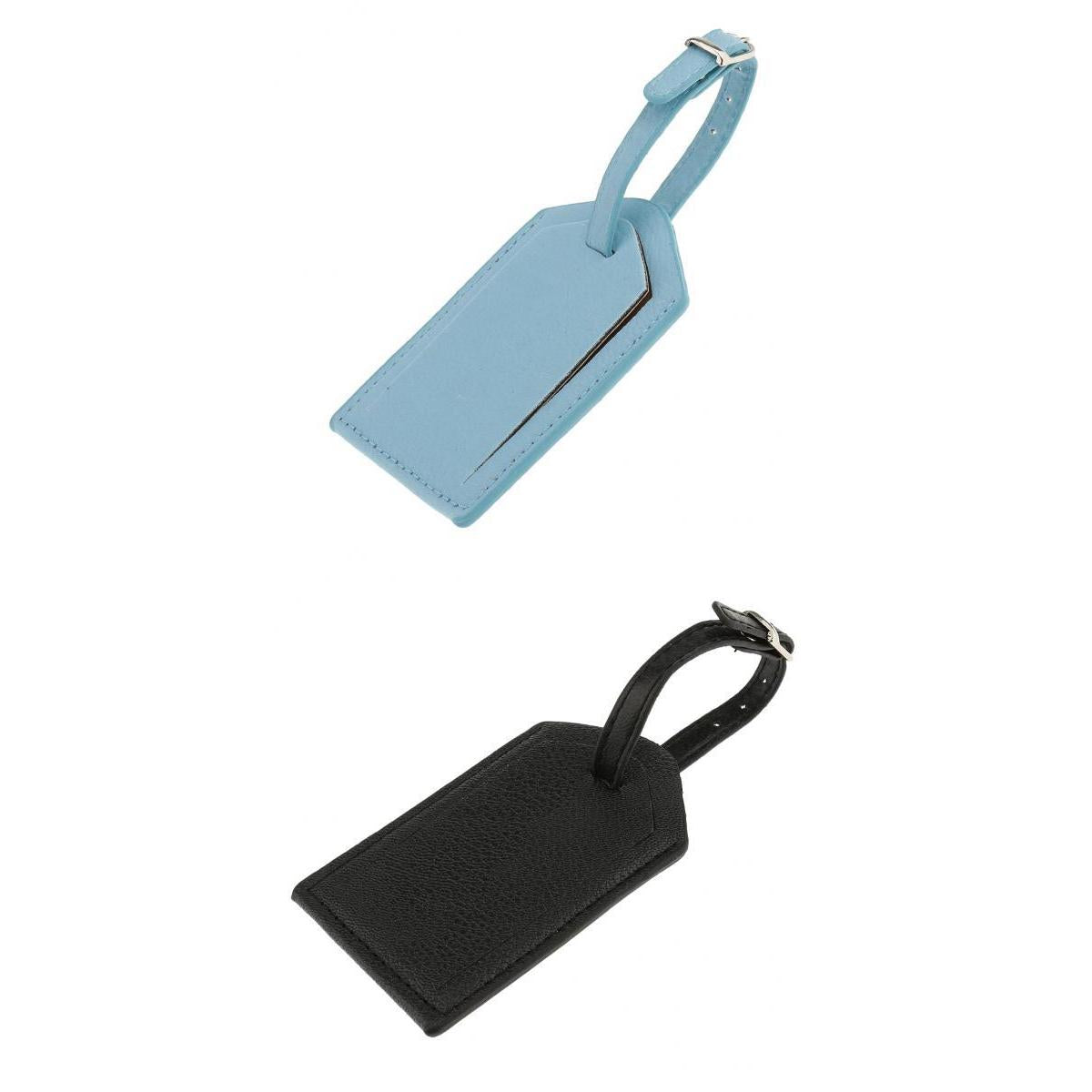 2 Pieces PU Leather Luggage Tag Travel Suitcase ID Security Label Blue+Black