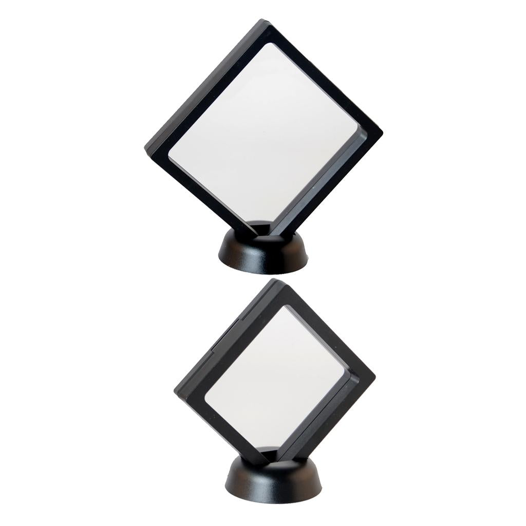 2 Pieces Floating Challenge Coin Jewelry Stand Display Box Show Case Stand