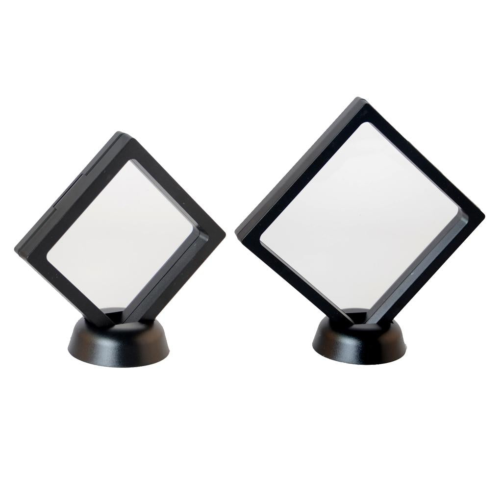 2 Pieces Floating Challenge Coin Jewelry Stand Display Box Show Case Stand