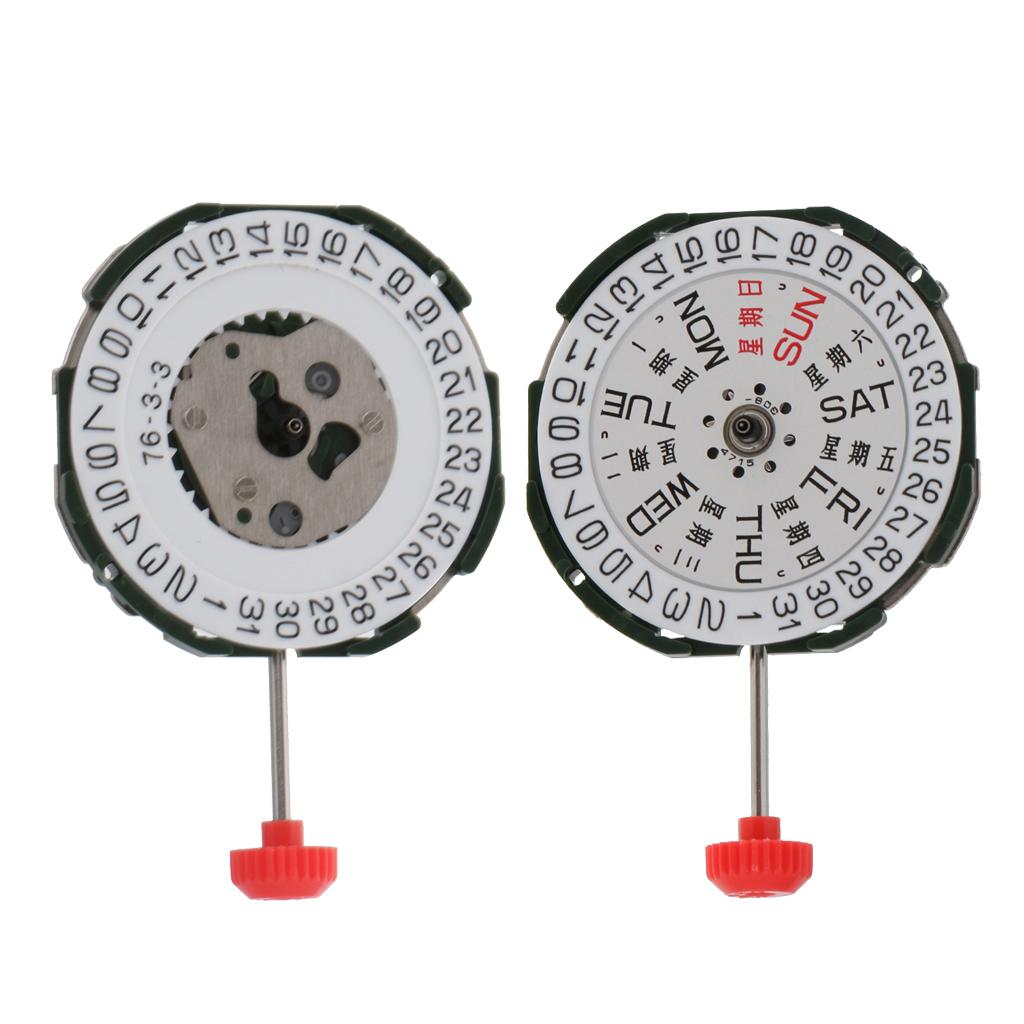 2pcs Durable Metal Quartz Watch Movement with date Battery for MIYOTA 2035