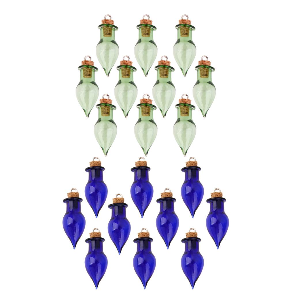20pcs Mini Teardrop Glass Bottles Favors Souvenir Charms For Jewelry Making