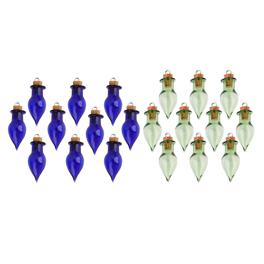 20pcs Mini Teardrop Glass Bottles Favors Souvenir Charms For Jewelry Making