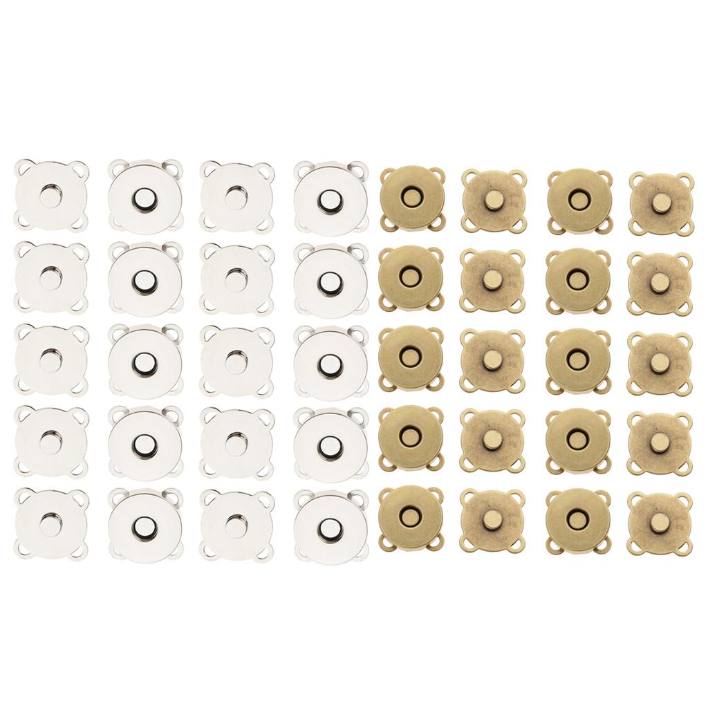 20 Sets Sew In Magnetic Bag Clasps for Craft Clothing Bag DIY Crafts 18 mm
