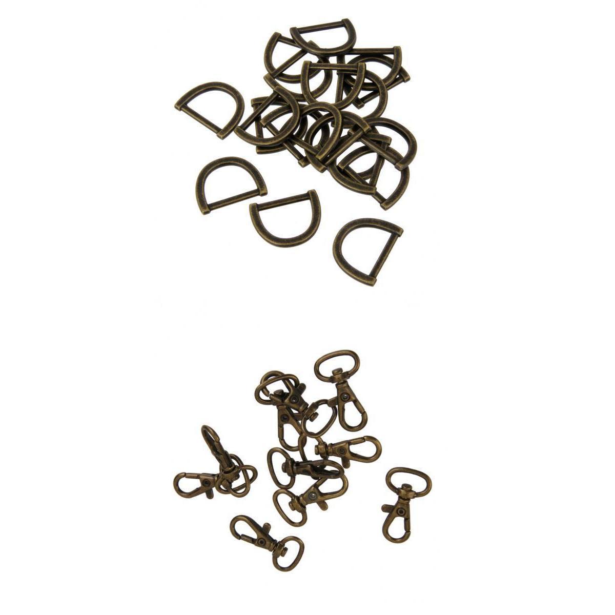 30Pcs Metal D-Ring Buckle Loop Ring & Lobster Swivel Snap Hooks For KeyChain