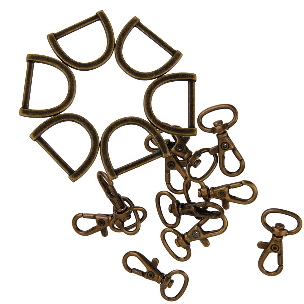 30Pcs Metal D-Ring Buckle Loop Ring & Lobster Swivel Snap Hooks For KeyChain