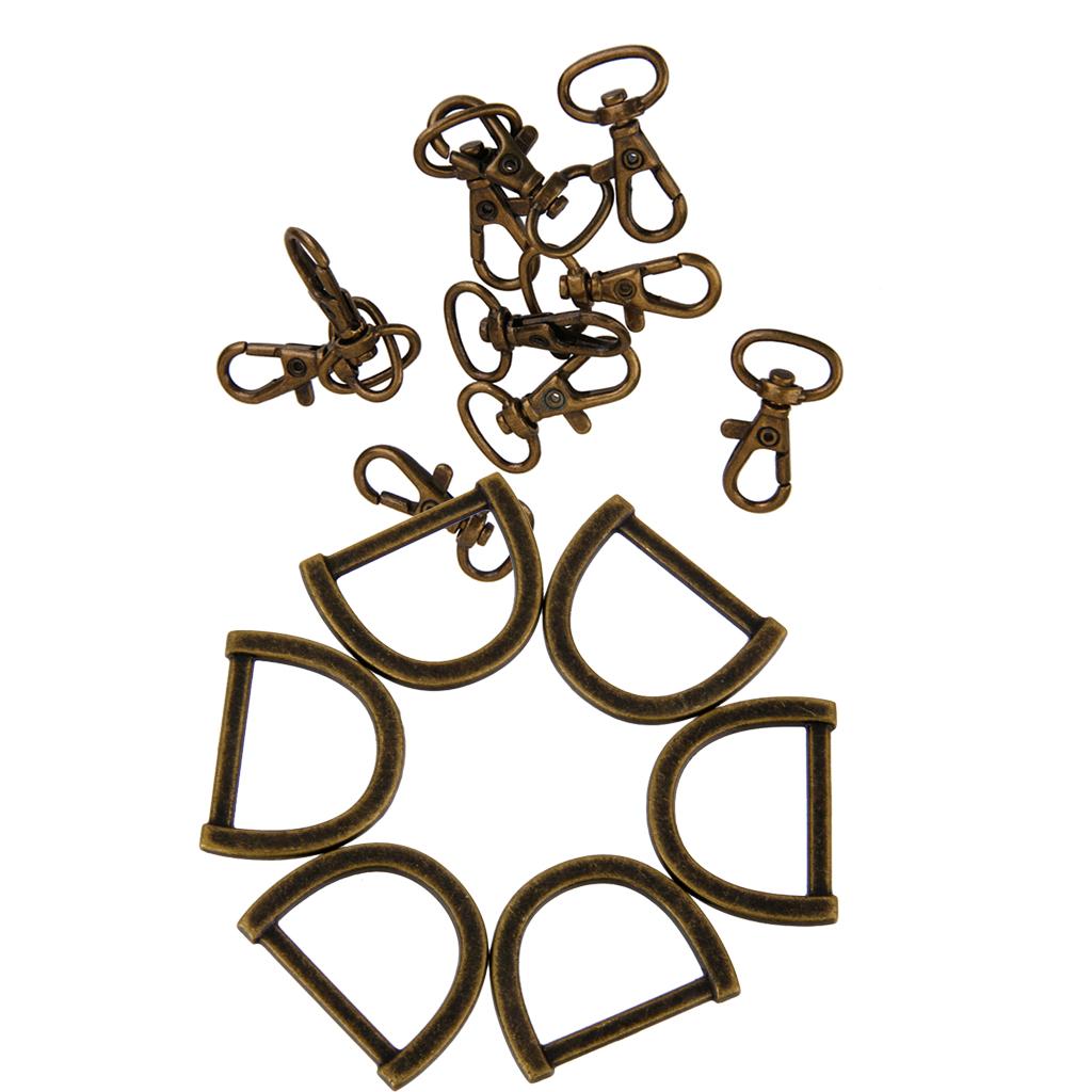 30Pcs Metal D-Ring Buckle Loop Ring & Lobster Swivel Snap Hooks For KeyChain