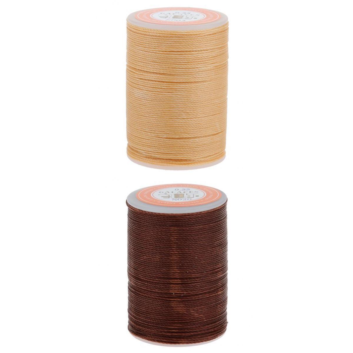 2 Spools Round Waxed String Sewing Thread For Leather Craft Handwork 0.55mm