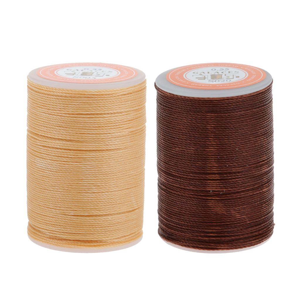 2 Spools Round Waxed String Sewing Thread For Leather Craft Handwork 0.55mm