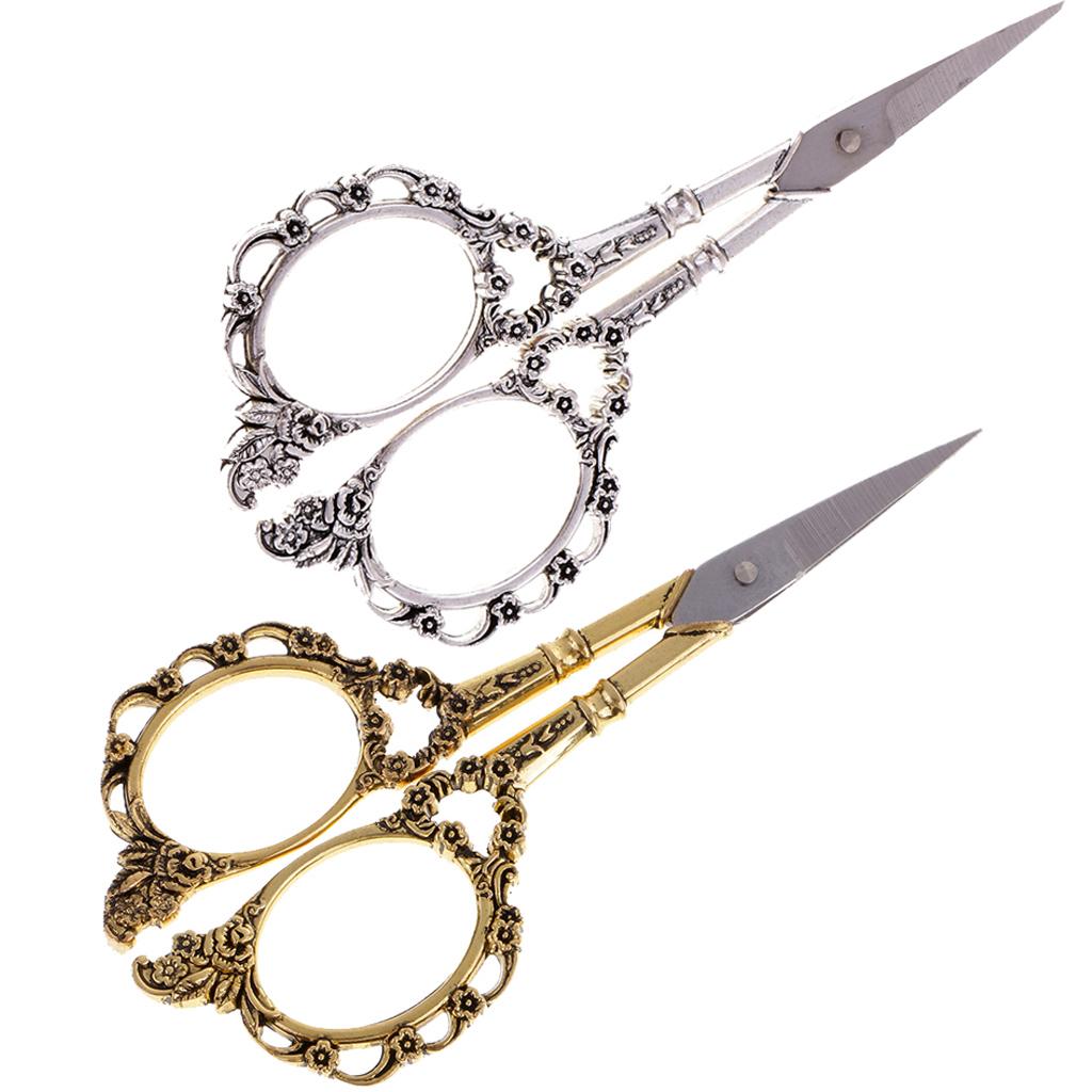 2Pcs European Vintage Plum Blossom Tailor Scissors Sewing Shears DIY Tools