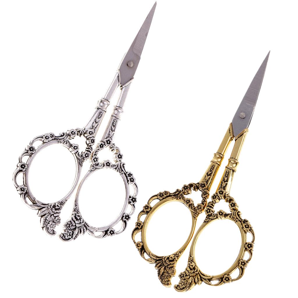 2Pcs European Vintage Plum Blossom Tailor Scissors Sewing Shears DIY Tools