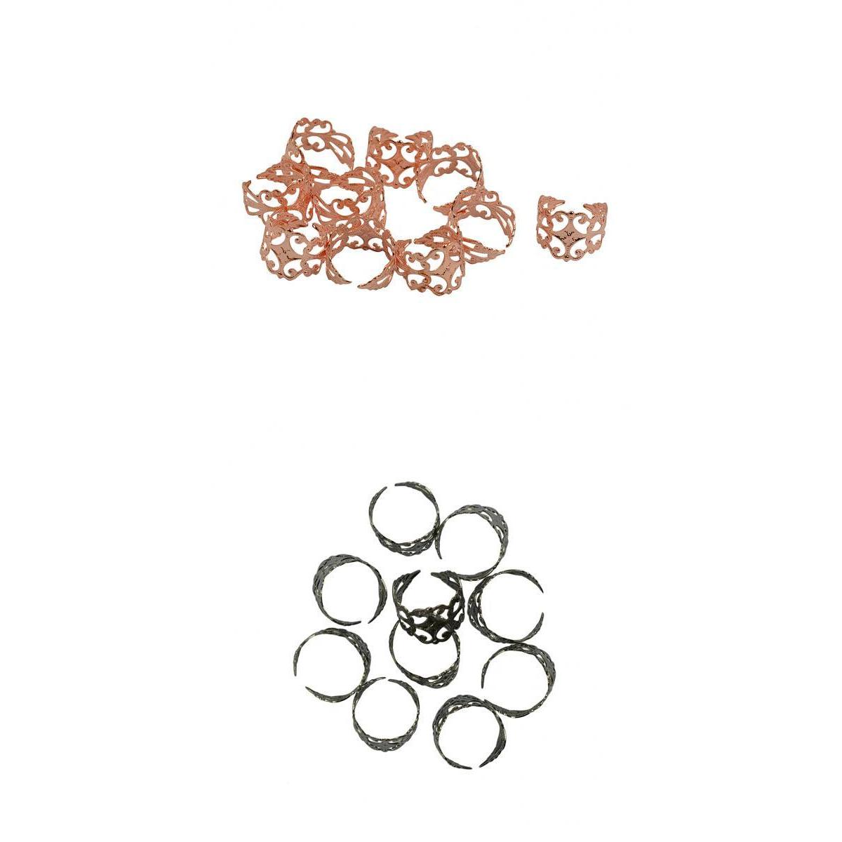 20pcs Vintage Filigree Flower Adjustable Filigree Ring Settings Blanks 18mm