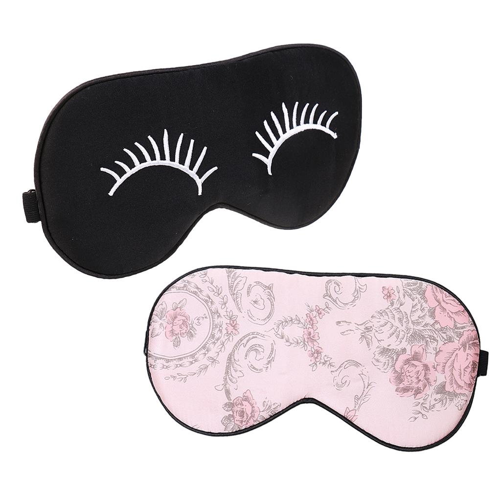 2 Pieces Women Men 100% Pure Silk Sleep Eye Mask Blindfold Travel Covers
