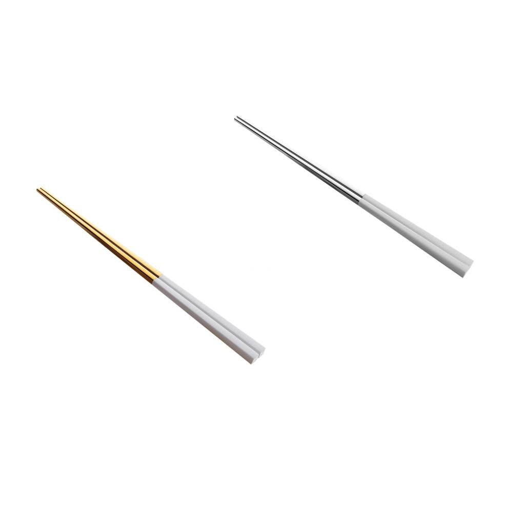2 Pairs Exquisite Durable Stainless Steel Chopsticks EcoFriendly Tableware