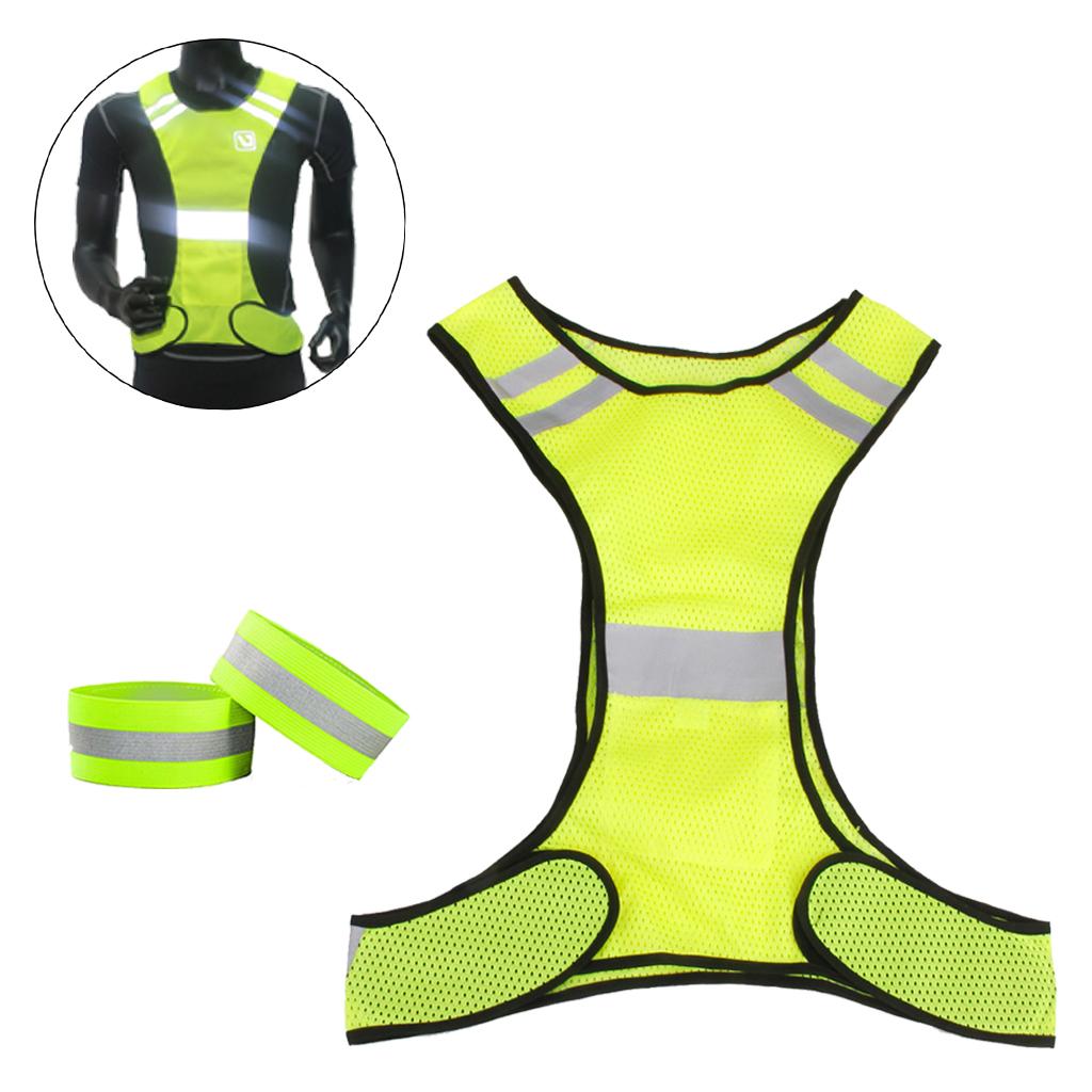 Adjustable Reflective Vest Safety Belt Arm Band for Running Walking Cycling