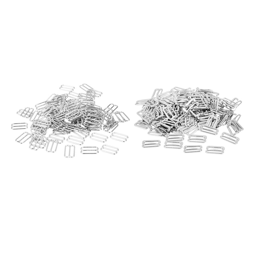 200pcs 8/9-Shaped Lingerie Adjustable Sewing Bra Rings Buckles 14mm Silver