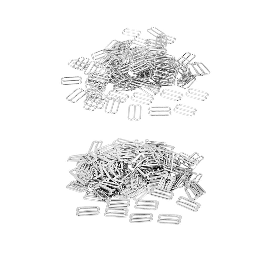 200pcs 8/9-Shaped Lingerie Adjustable Sewing Bra Rings Buckles 14mm Silver