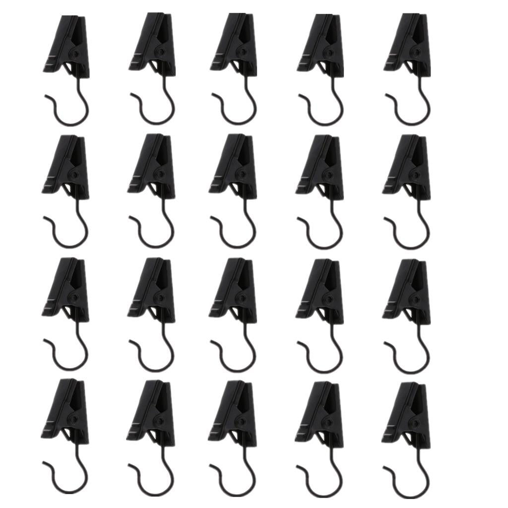20Pieces Heavy Duty Curtain Clips with Hook Spring Clamps Hanger Clips Black