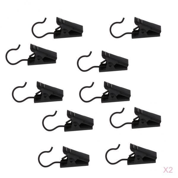 20Pieces Heavy Duty Curtain Clips with Hook Spring Clamps Hanger Clips Black