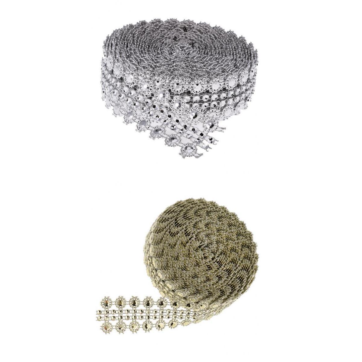 2pcs 5 Yards Crystal Flower Rhinestone Chain Ribbon Trim Sewing Appliques